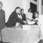 El Consejo Municipal de Colón, 1959. Alfonso Giscombe, José Dominador Bazán, Hector Connor y Norman C. Brown.